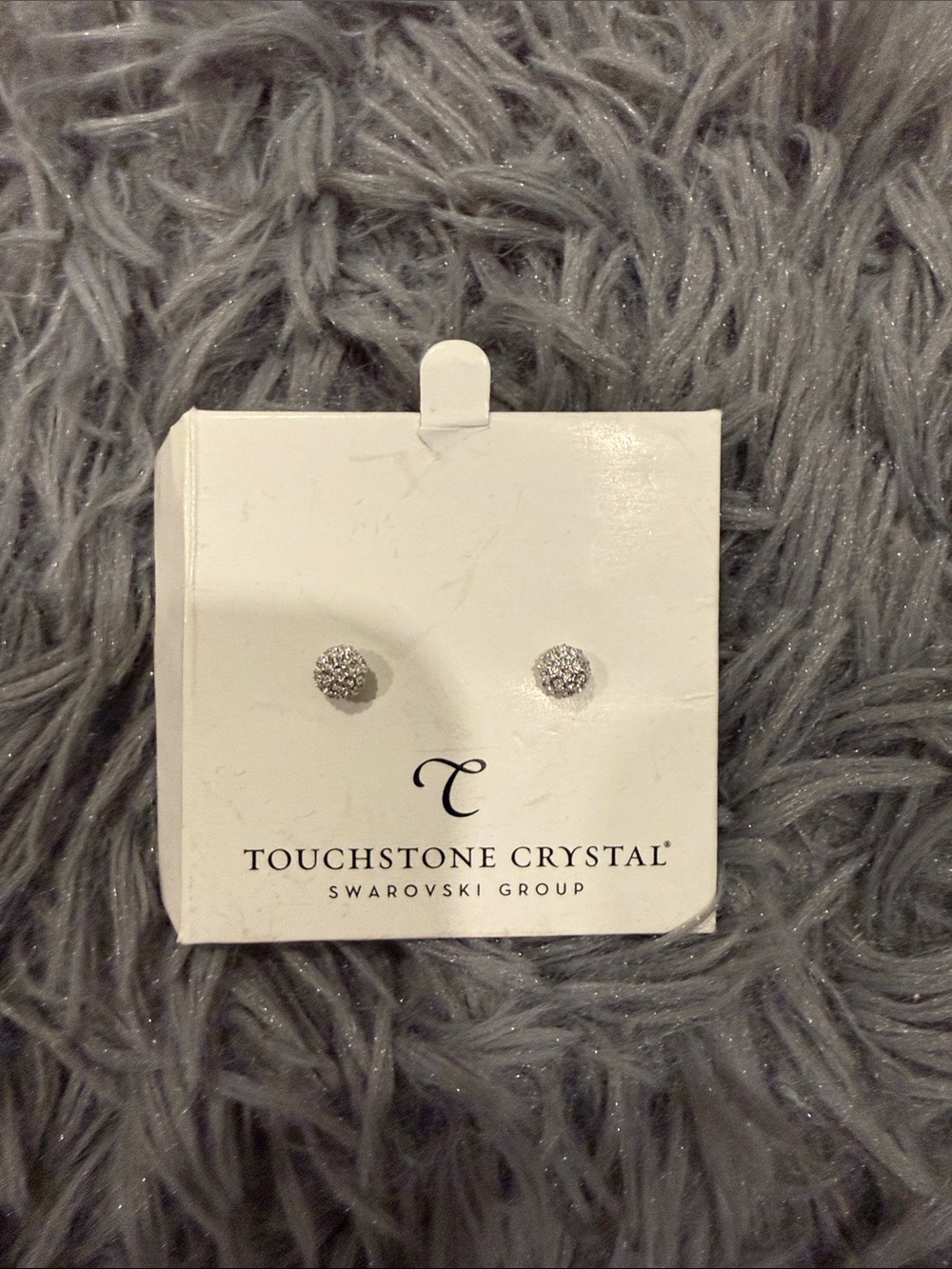 Touchstone Crystal Silver Pavé Crystal Stud Earrings